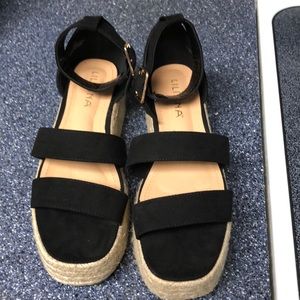 Black rope platform shoes size 8-1/2